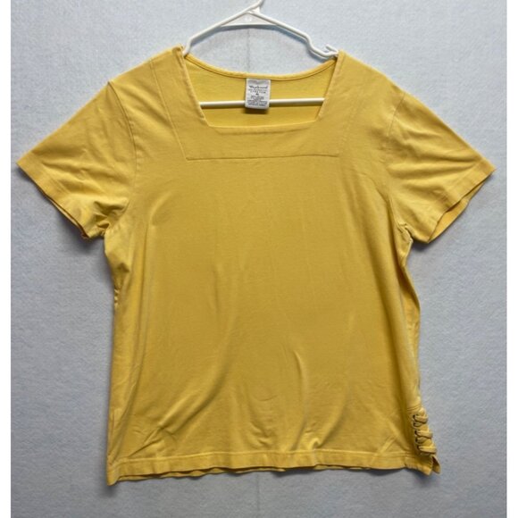 Vintage Westbound Petites Stretch Petite Large Yellow Top Half Sleeve - Picture 1 of 8